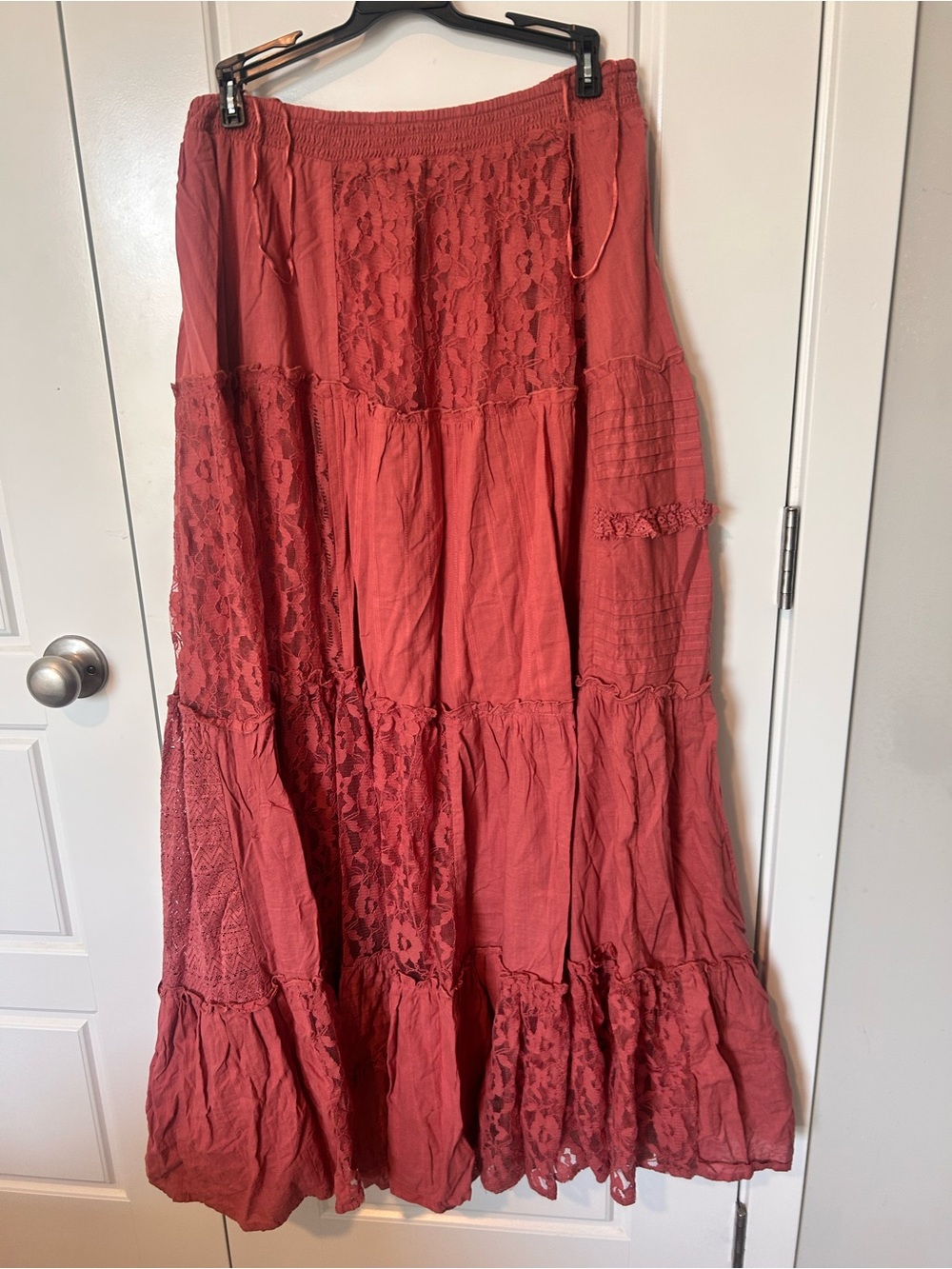 Anthropologie Boho Tiered Lace Maxi Skirt Medium